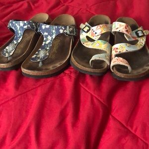 2 pair shoes  both multicolor